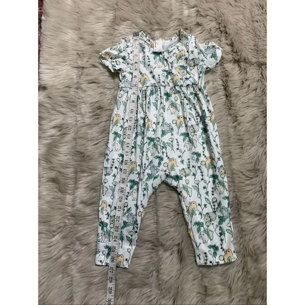 PatPat baby girl rabbit print/solid jumpsuit 12-18M